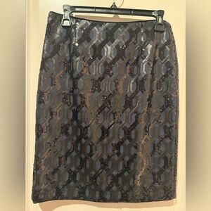 W by Worth Dark Denim with Black and Silver Sequins Pencil Skirt